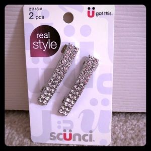 NWT Holiday Party Scunci Crystal Hair Barrette S/2